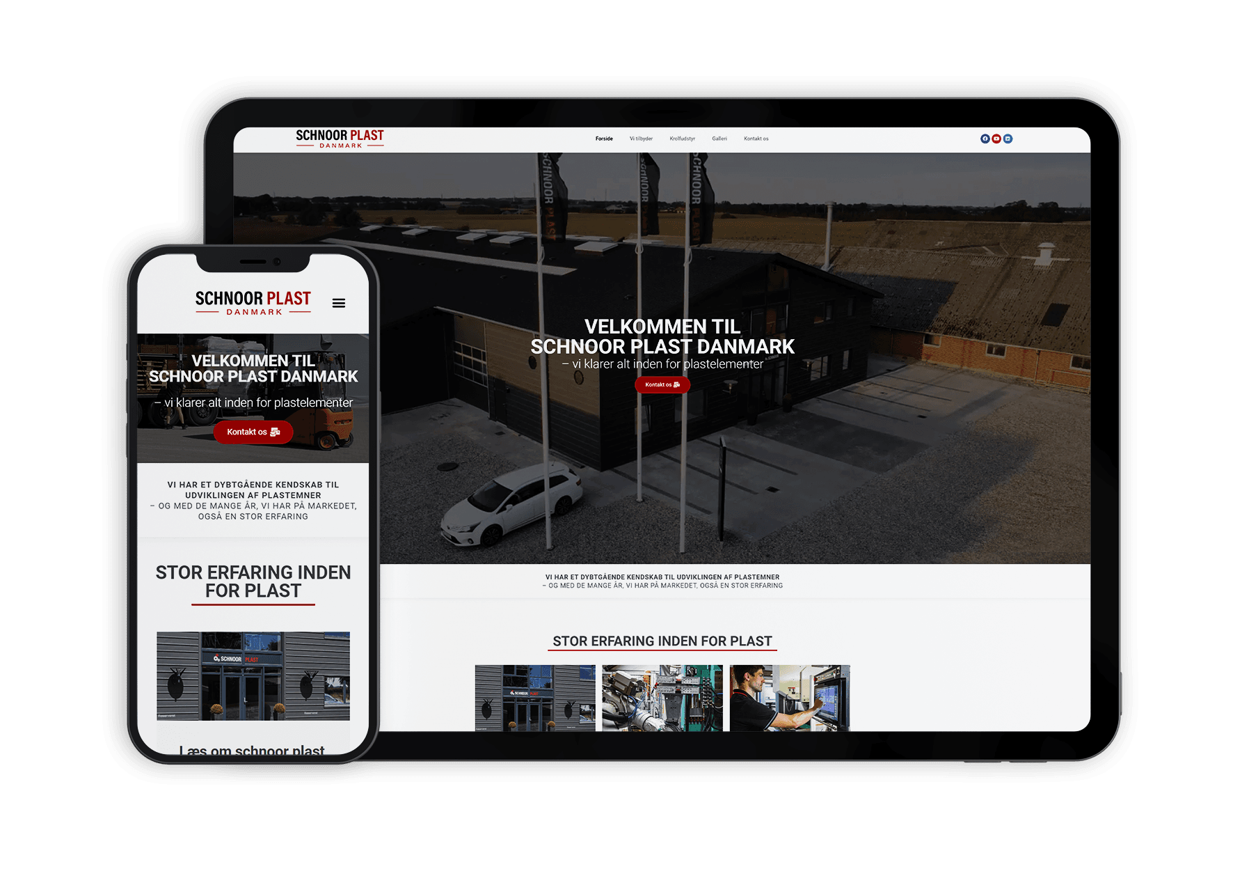 Responsiv hjemmeside vist på mobil og tablet
